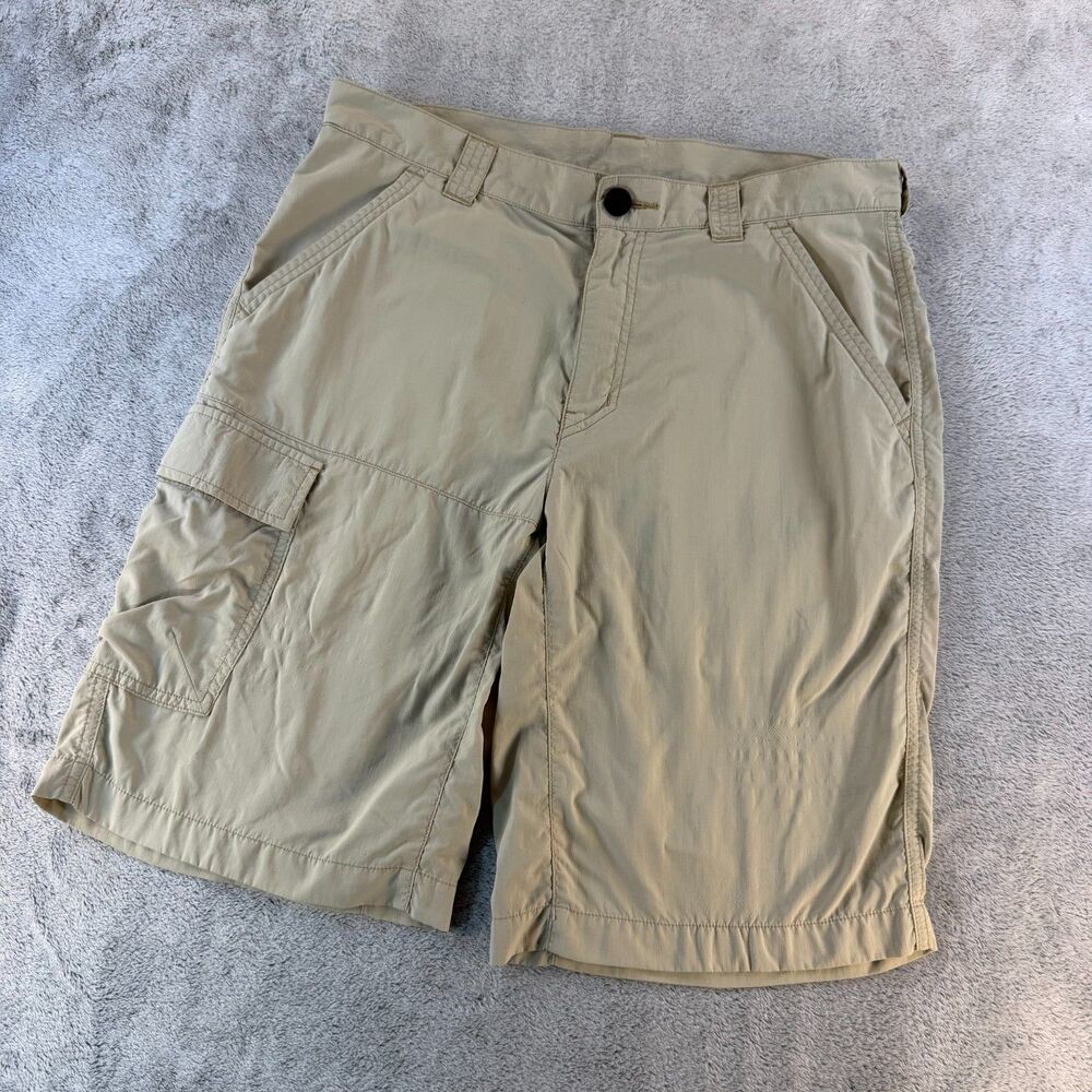 Columbia Omni-Shade Cargo Hiking Shorts Men's 32 Beige Nylon Outdoor UPF
